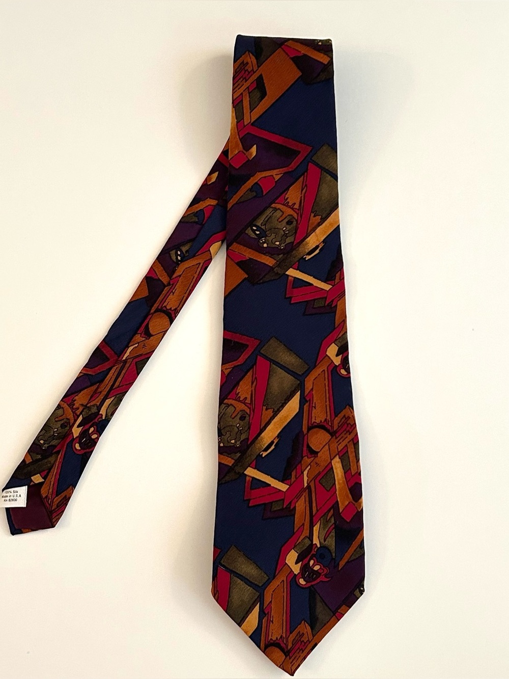 Jerry Garcia Silk Tie - Blue Red Orange Purple Abstract